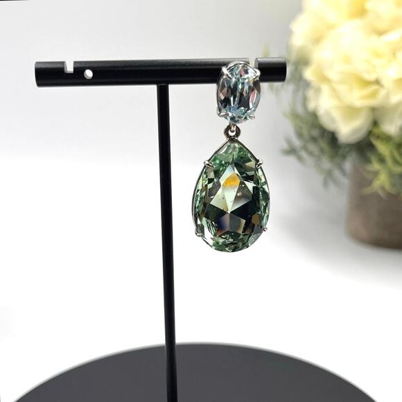Alexis Bittar Black Gunmetal Blue Green Crystal Large Teardrop *Single Earring - Picture 1 of 10